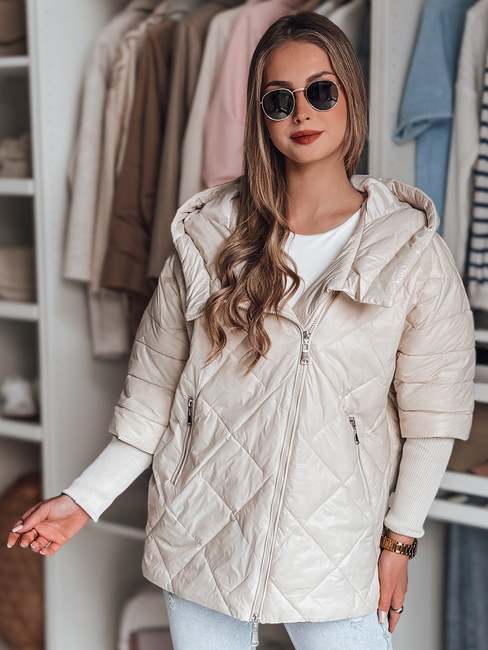 Női átmeneti steppelt oversize dzseki PUFFILOF világos bézs Dstreet TY4856