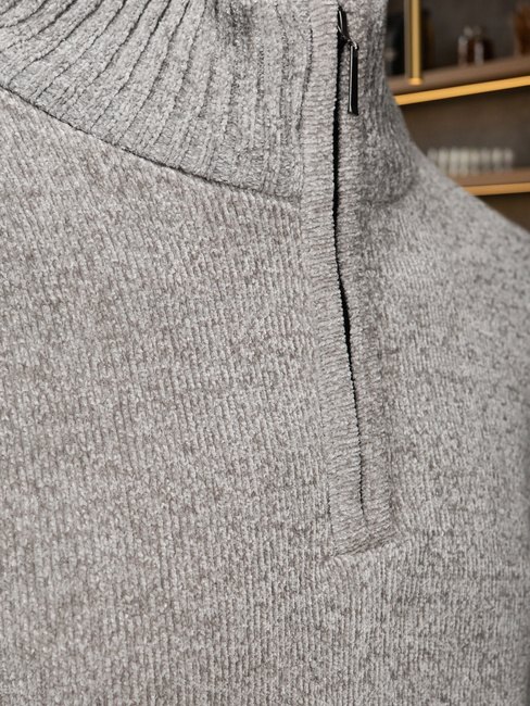 Férfi pulóver állógallérral világosszürke Dstreet WX2350