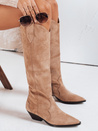 Női szarvasbőr cowboy csizma bézs Dstreet ZY1203