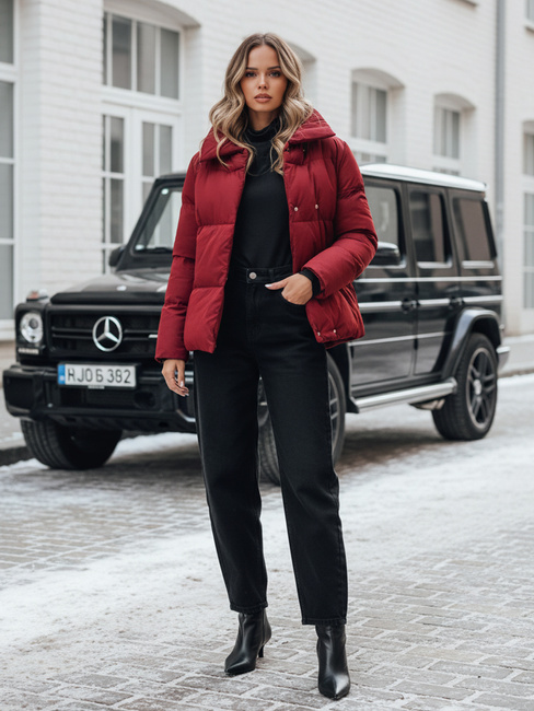 LARO női steppelt téli kabát bordó Dstreet TY4957