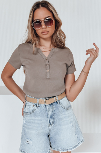 Női egyméretű bordázott blúz KISS LOOK barna Dstreet RY2827