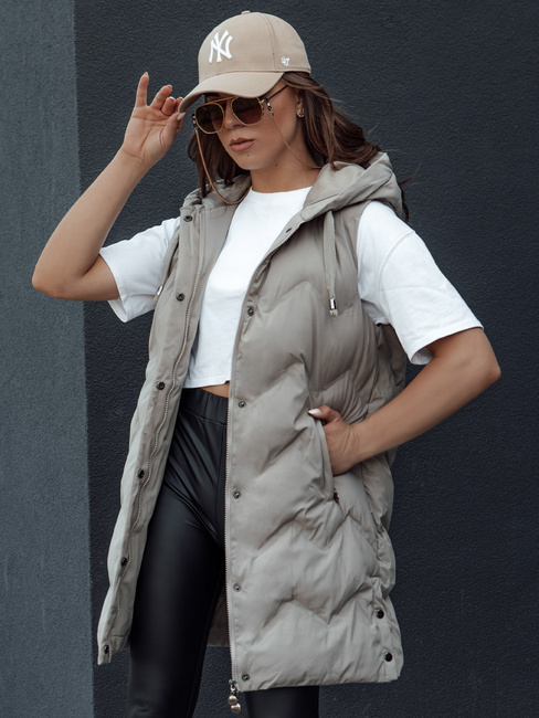 Kamizelka damska pikowana TAMIRA beżowa Dstreet TY4528