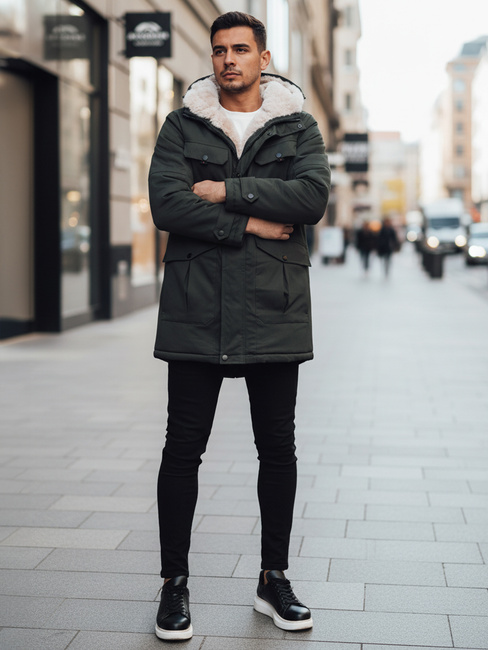 Férfi téli parka dzseki kapucnival zöld Dstreet TX4961z