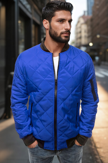 Kék steppelt férfi bomber dzseki TX2214