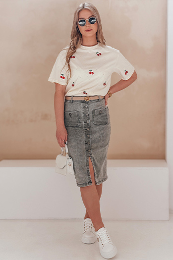 Denim midi szoknya GUZIKOVA szürke Dstreet CY0510