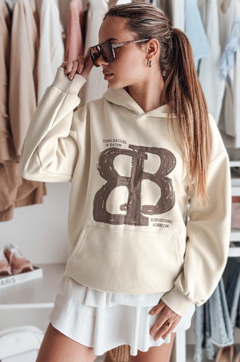 Női oversize kapucnis pulóver LITESSO bézs Dstreet BY1418