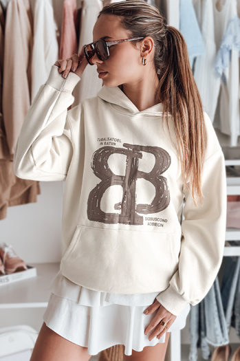 Női oversize kapucnis pulóver LITESSO ecru Dstreet BY1414