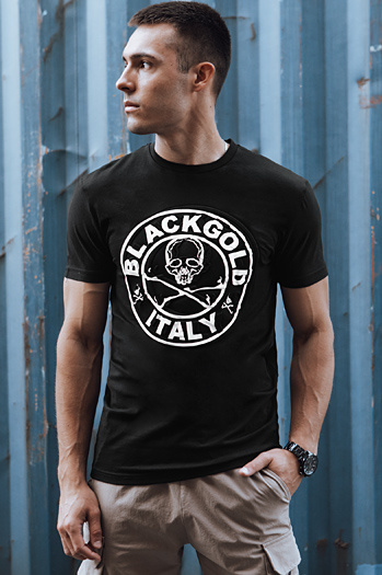 Férfi nyomtatott póló fekete Dstreet RX5584