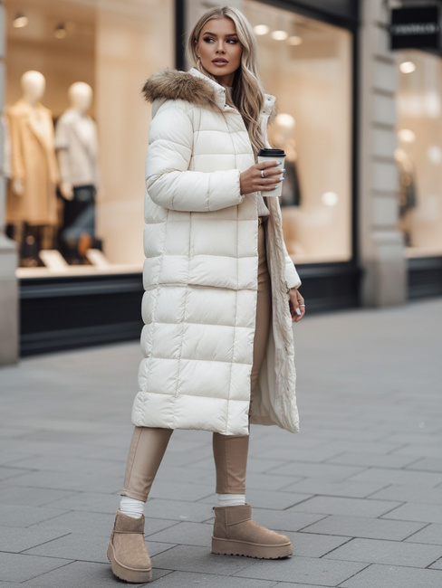 Női steppelt téli kabát kapucnival CROMBILA fehér Dstreet TY4101z