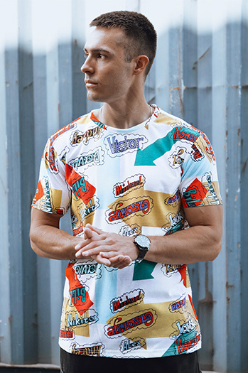 Férfi mintás póló Szín Fehér  DSTREET RX5614