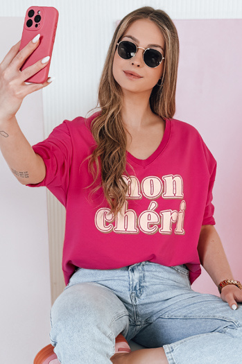 Női túlméretezett nyomtatott blúz CHERINO fukszia Dstreet RY2829