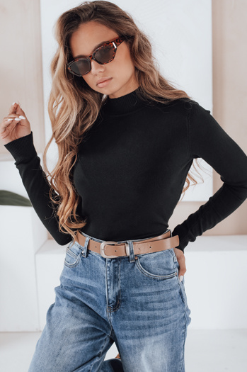 Női félgarbós pulóver TARLENA fekete Dstreet MY2483