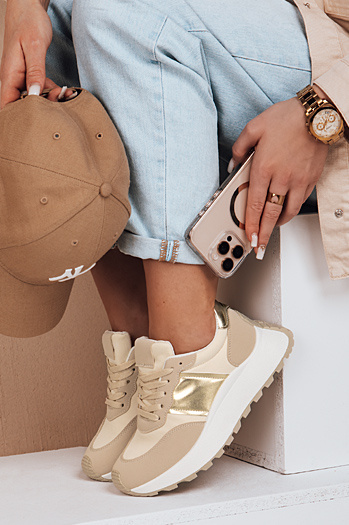 Női lapos talpú tornacipő NEWSTREET bézs Dstreet ZY0613 ZY0613