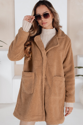 Női teddy szőrme camel téli kabát Dstreet NY0758