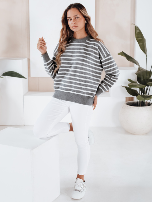 Női csíkos szürke pulóver Dstreet MY2540