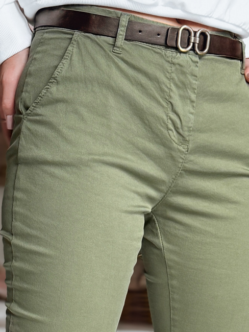 Női vékony nadrág övvel LINESKA khaki Dstreet UY2575