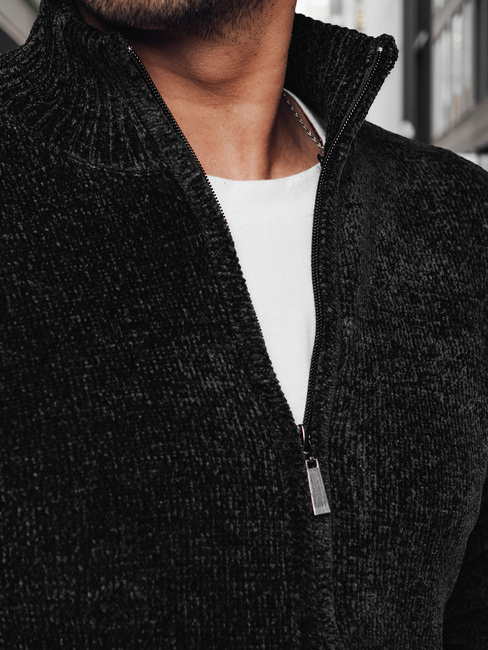 Férfi kigombolt pulóver fekete Dstreet WX2232