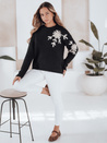 Női pulóver virágos applikációval GIRLHERBAL fekete Dstreet MY2545