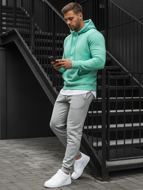 Kenguru típusú férfi pulcsi kapucnival menta színben Dstreet BX4946