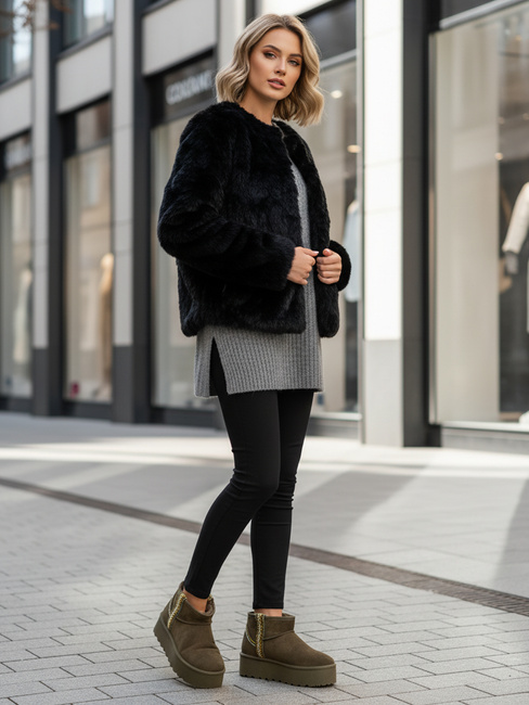 Női szarvasbőr zöld hó csizma Dstreet ZY1295