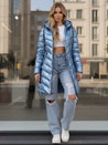 Női téli hosszú steppelt dzseki kék Dstreet TY5515 TY5515