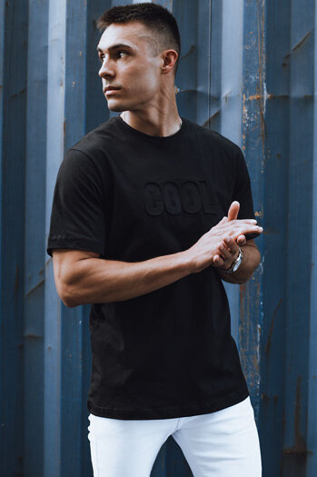 Férfi nyomtatott póló fekete Dstreet RX5511