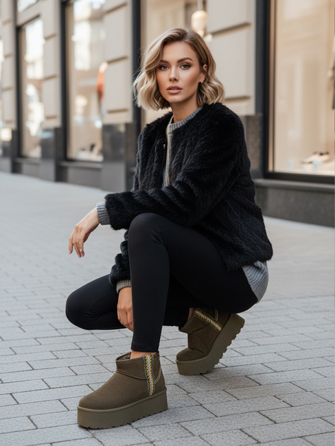 Női szarvasbőr zöld hó csizma Dstreet ZY1295