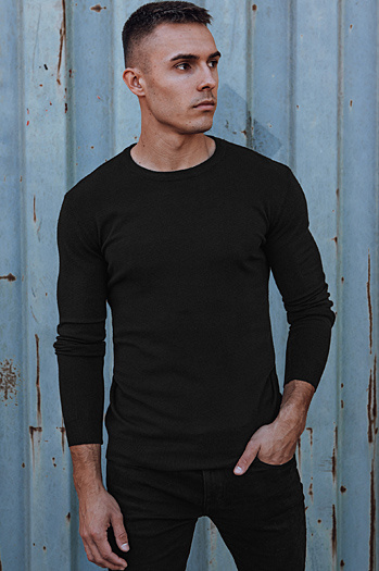 Férfi klasszikus fekete pulóver Dstreet WX2226