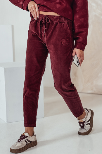 Női alkalmi egyméretű nadrág VELVITO kordbársony bordó bordó Dstreet UY2287