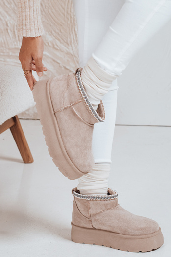 Női platform hó csizma világos bézs Dstreet ZY1055 ZY1055