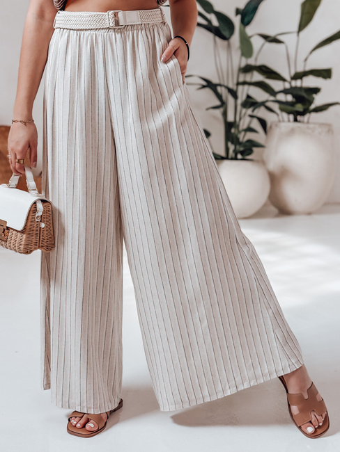 Női széles szárú nadrág övvel SUMMERLINE bézs Dstreet UY2697