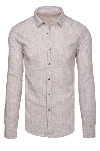 Férfi finom csíkos hosszú ujjú ing bézs Dstreet DX2657