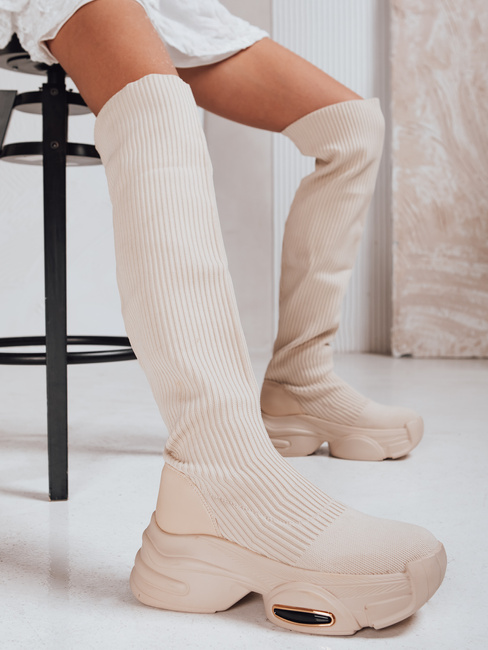 Női zoknis csizma bézs Dstreet ZY1322 ZY1322