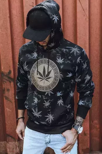 Férfi mintás pulóver fekete színben Dstreet BX5324