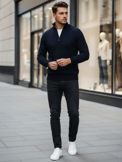 Férfi sötétkék pulóver Dstreet WX2338