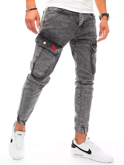 Férfi slim fit katonai jogger farmernadrág világoszürke színben Dstreet UX3255