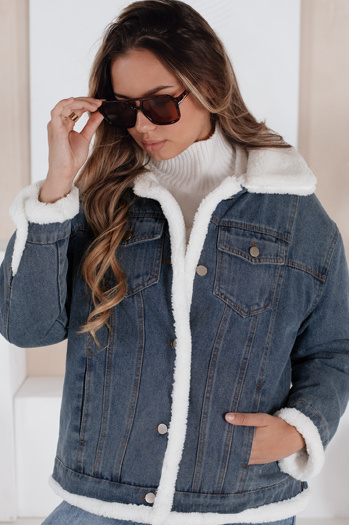Női téli farmer dzseki báránybőrrel kék Dstreet TY5172