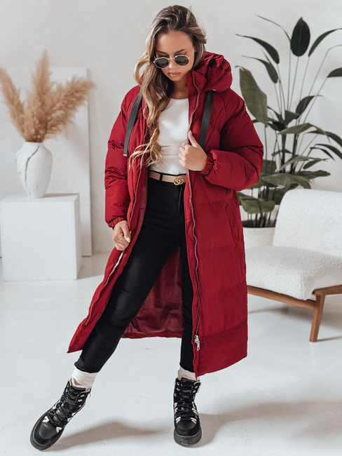 Női téli hosszú steppelt kabát COZYSEASON gesztenyebarna Dstreet TY4955