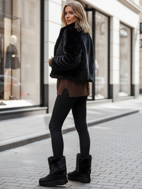 Női fekete szarvasbőr hócsizma Dstreet ZY1279 ZY1279