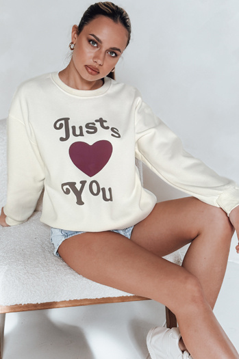 Női túlméretezett nyomtatott pulóver FEELME bézs Dstreet BY1476