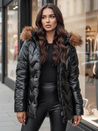 Női téli kabát szőrmével LANE fekete Dstreet TY4515z