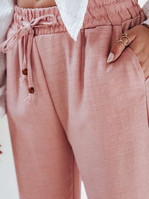 Női széles szárú szövetnadrág LINESSA rózsaszín Dstreet UY2645