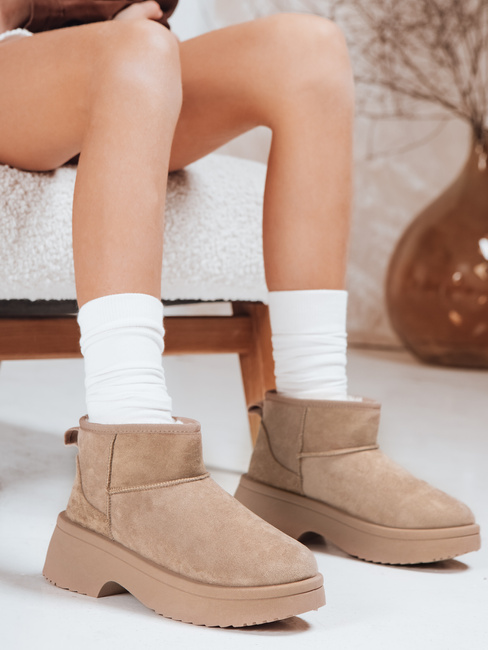 Női hó csizma vastag talpú bézs Dstreet ZY1289 ZY1289