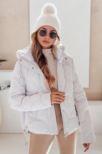 Női télikabát LOVEWARM rövid steppelt kapucnival fehér Dstreet TY5042