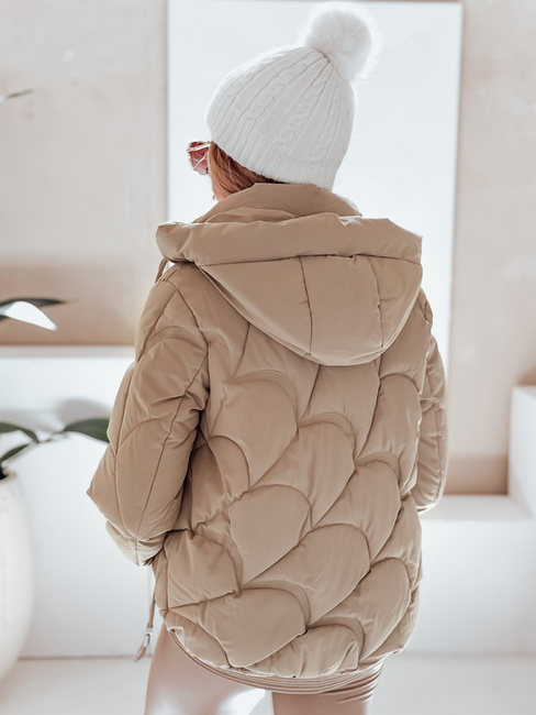 Női télikabát LOVEWARM rövid steppelt kapucnival camel Dstreet TY5041
