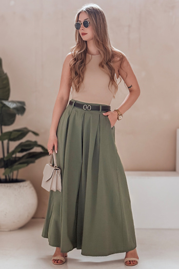 FLOWES khaki csíkos szoknya-nadrág Dstreet UY2593