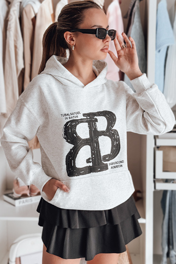 Női túlméretezett kapucnis pulóver LITESSO szürke Dstreet BY1412