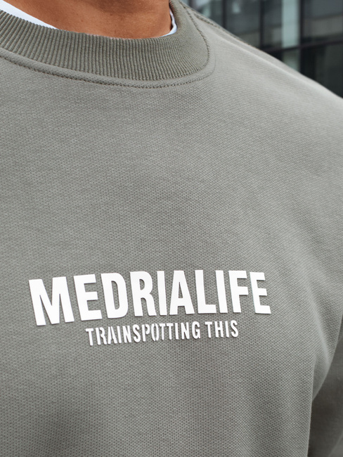 Férfi khaki színű nyomtatott pulóver Dstreet BX5929