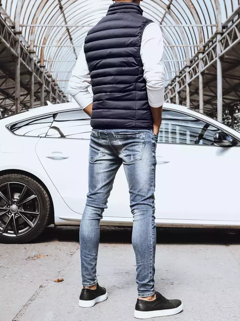 Férfi steppelt tengerészkék mellény Dstreet TX4130