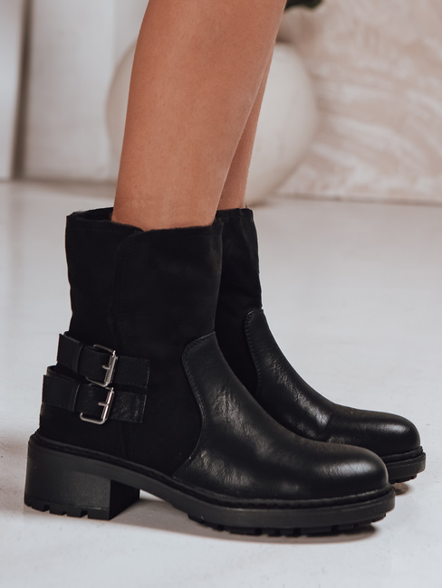 Női csizma báránybőrrel fekete Dstreet ZY1250 ZY1250